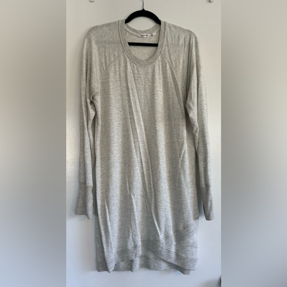 Athleta Cotton Sweatshirt Long Sleeve Heathered Cream Dress
